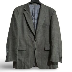 Burberry Men’s 100% Wool 2-Button Blazer Jacket Windowpane Houndstooth Size 44 L